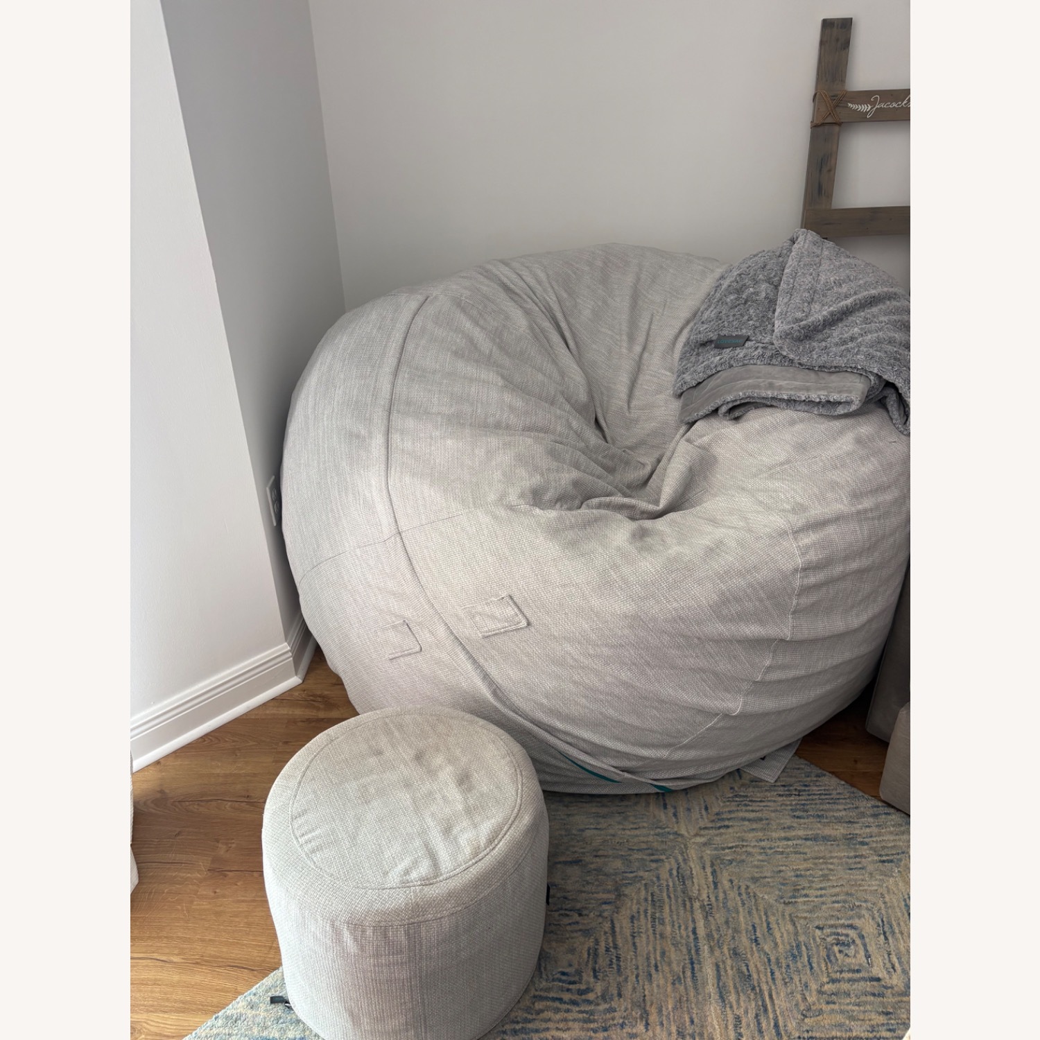 LoveSac Light Gray Fabric beanbag lounger - image-1