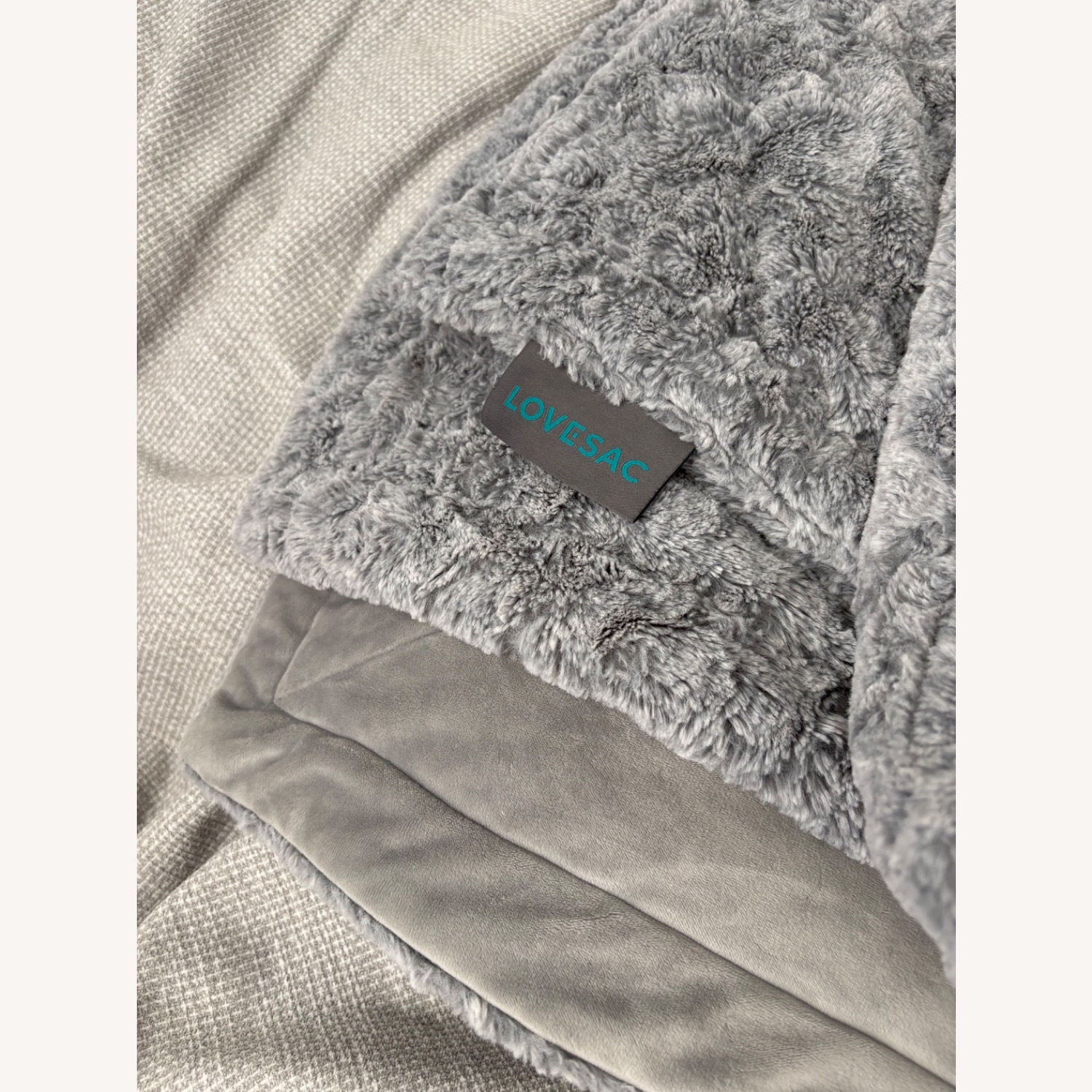 LoveSac Light Gray Fabric beanbag lounger - image-3