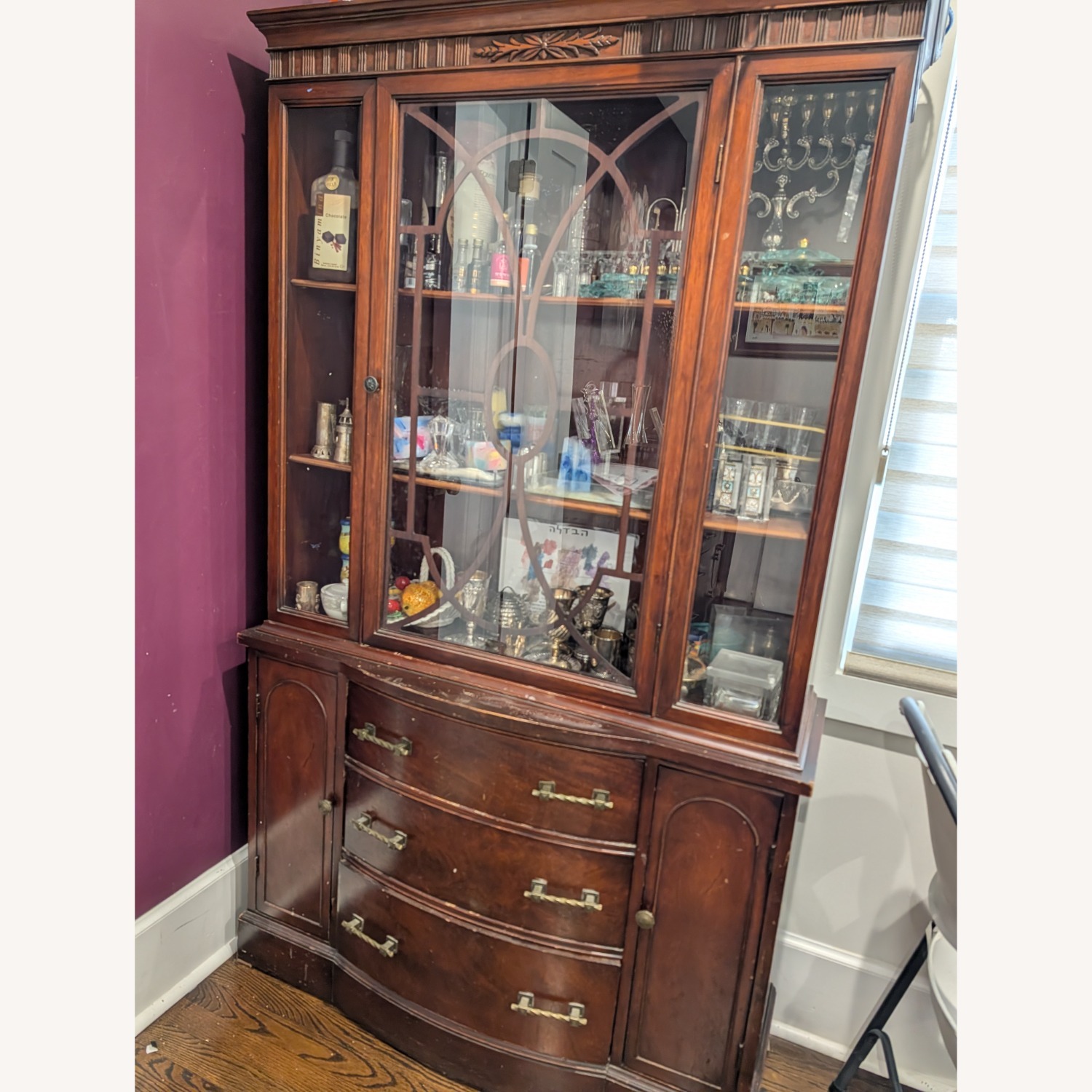 Dark Brown Wood Wall Unit - image-1