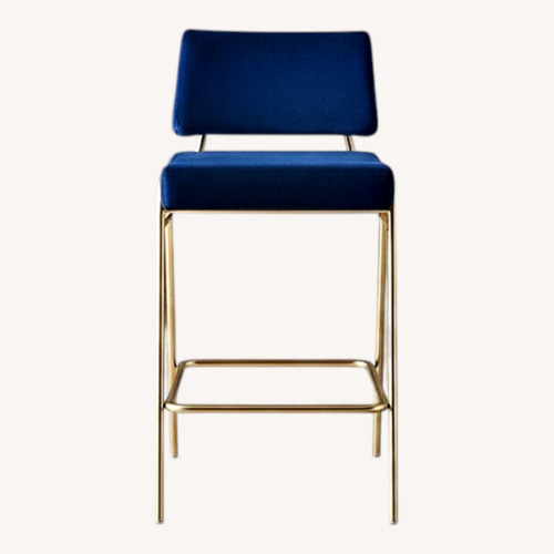 Used West Elm Wire Frame Blue Brass Stools for sale on AptDeco