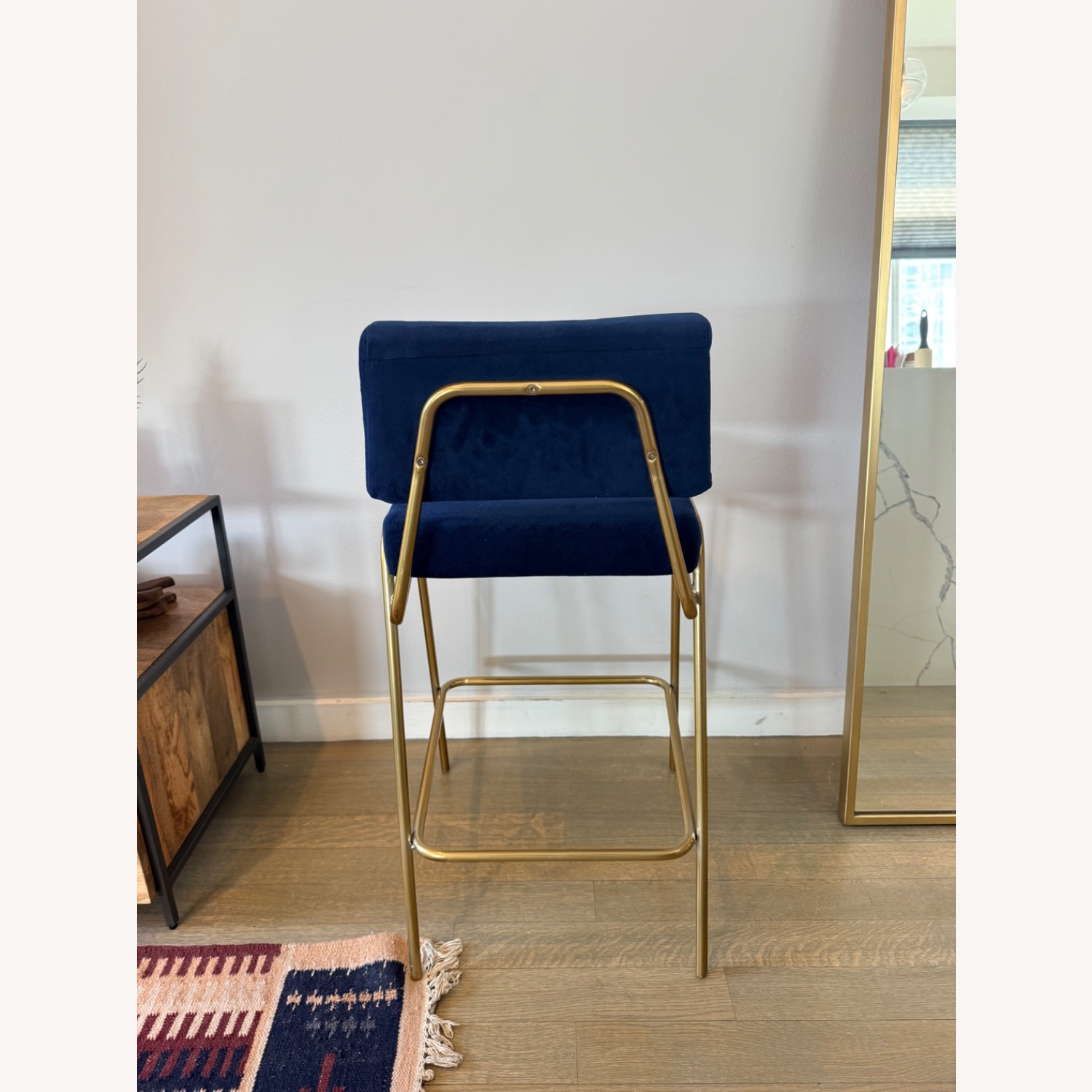 West Elm Wire Frame Blue Brass Stools - image-6
