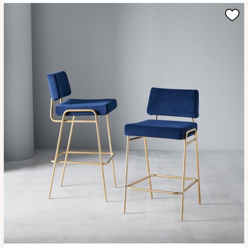 Used West Elm Wire Frame Blue Brass Stools for sale on AptDeco