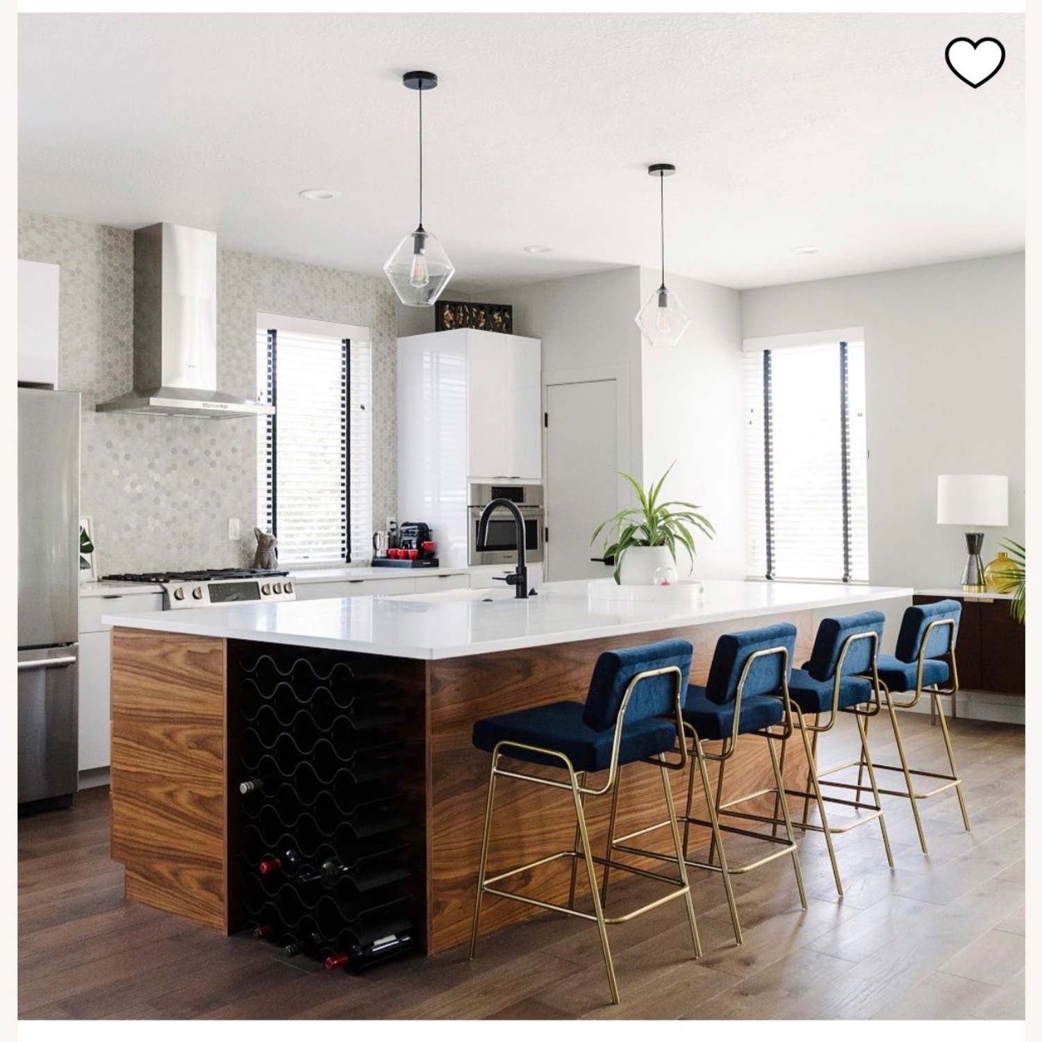 West Elm Wire Frame Blue Brass Stools - image-8