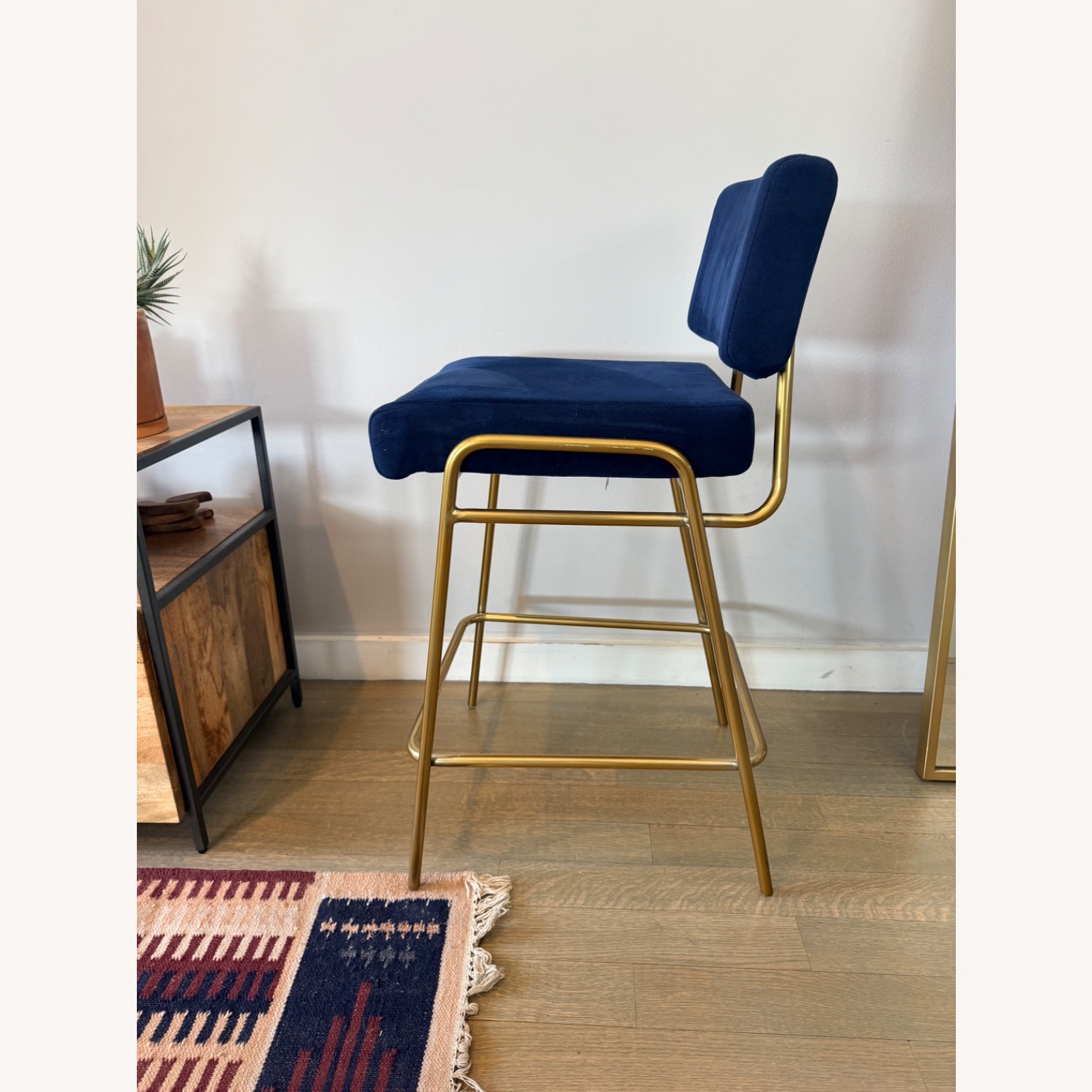 West Elm Wire Frame Blue Brass Stools - image-4