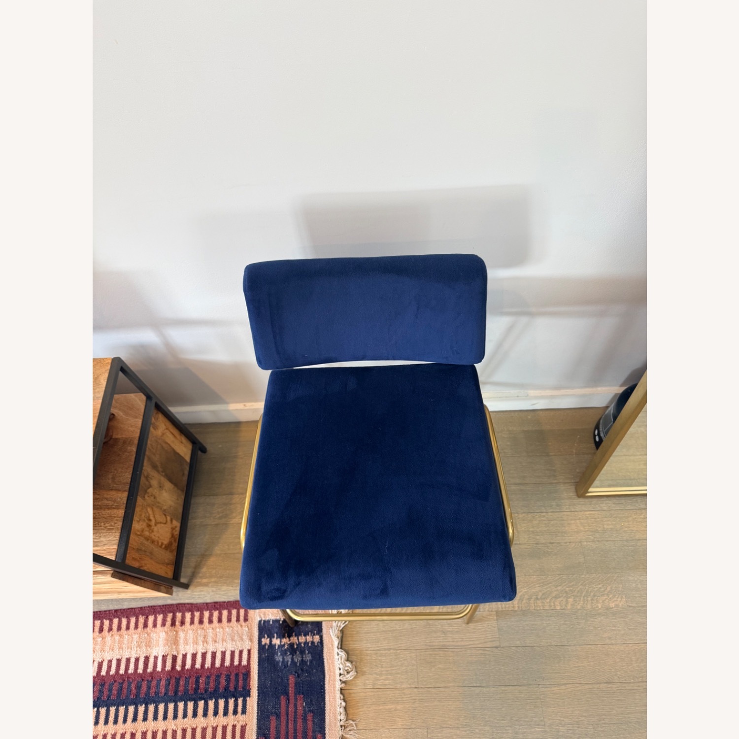 West Elm Wire Frame Blue Brass Stools - image-5