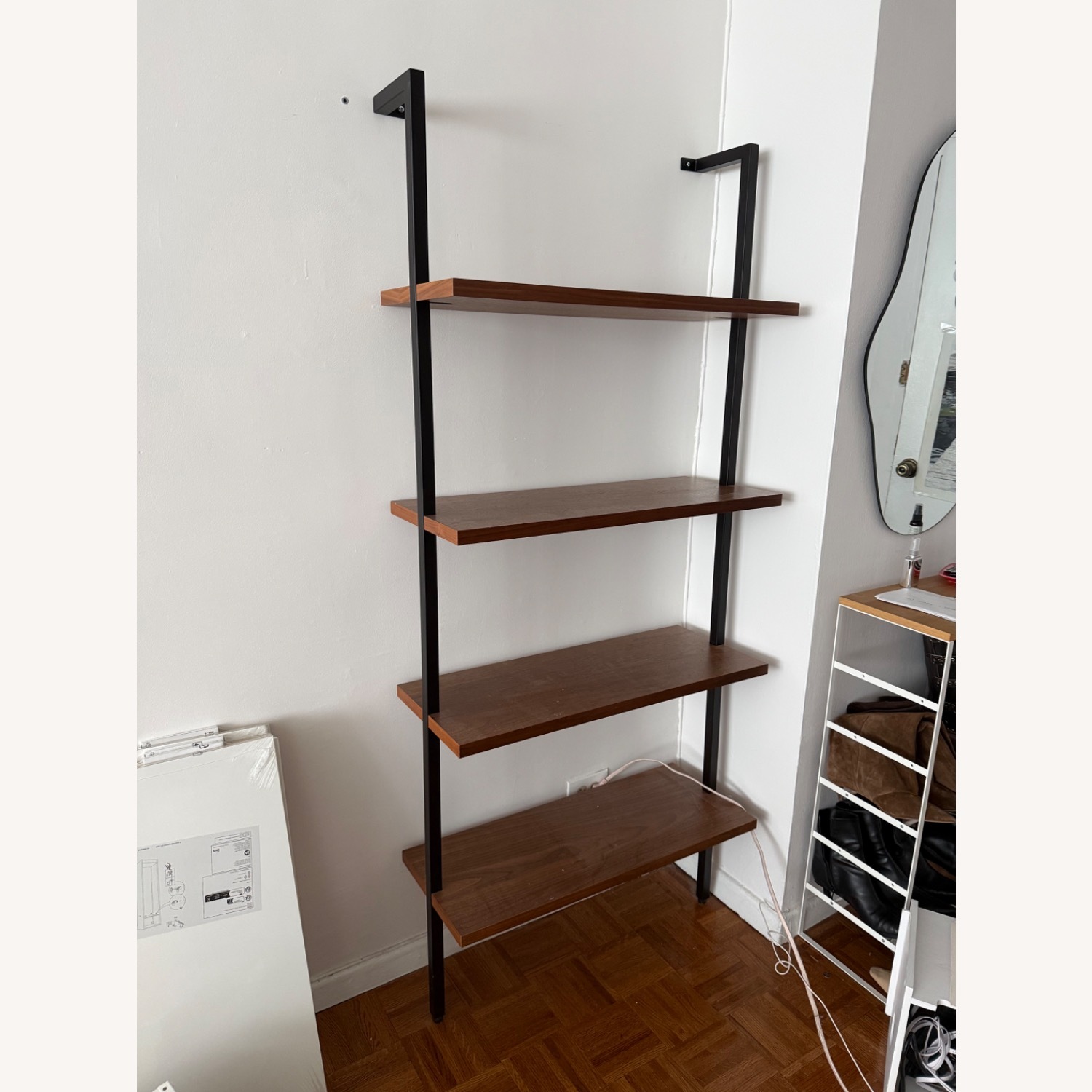CB2 70” Helix Walnut Wood Wall Mount Bookshelf - image-3