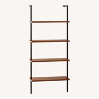 CB2 70” Helix Walnut Wood Wall Mount Bookshelf