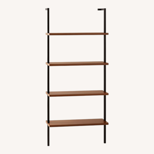 Used CB2 70” Helix Walnut Wood Wall Mount Bookshelf for sale on AptDeco
