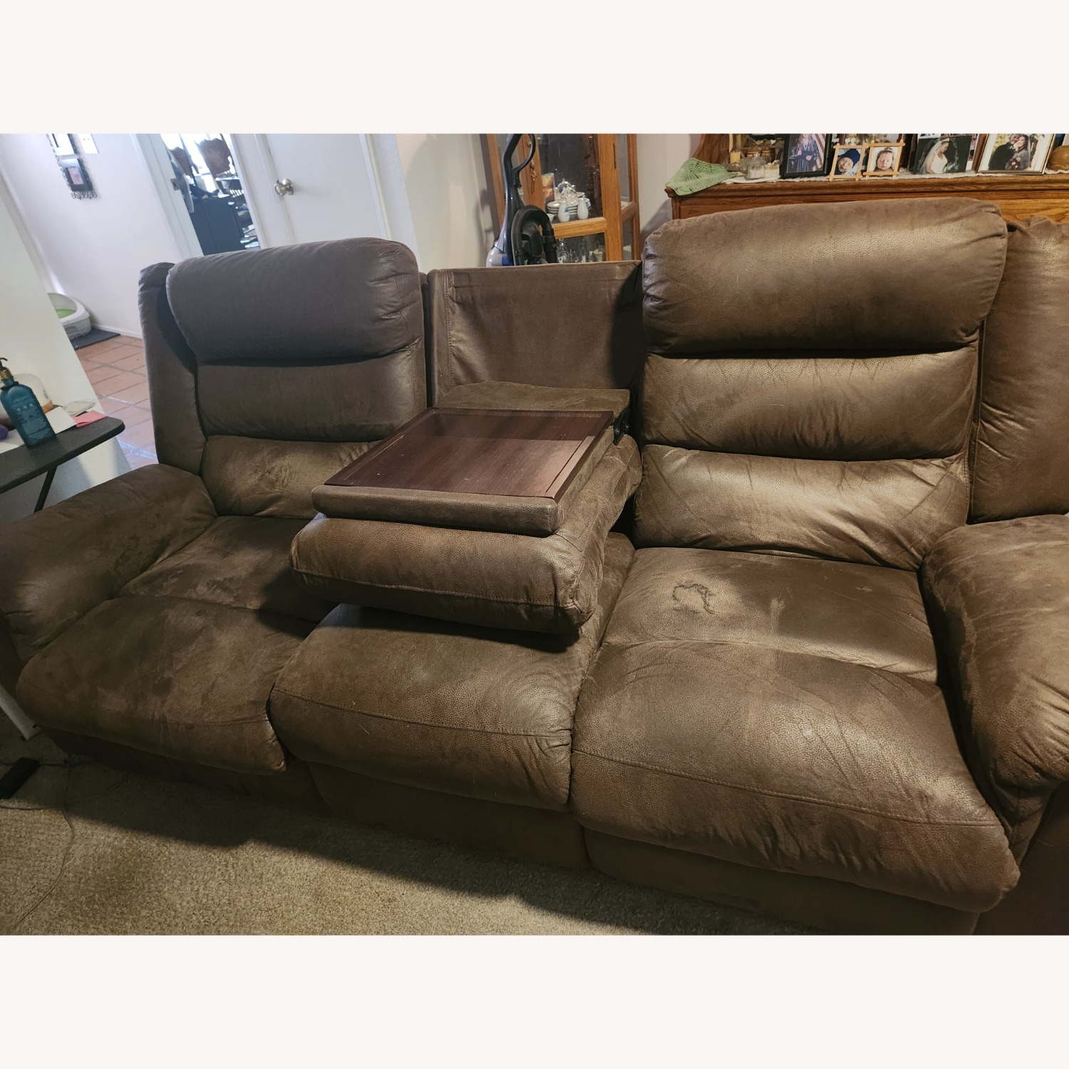 Dark Brown Suede 3+ Seater Sofa - image-3