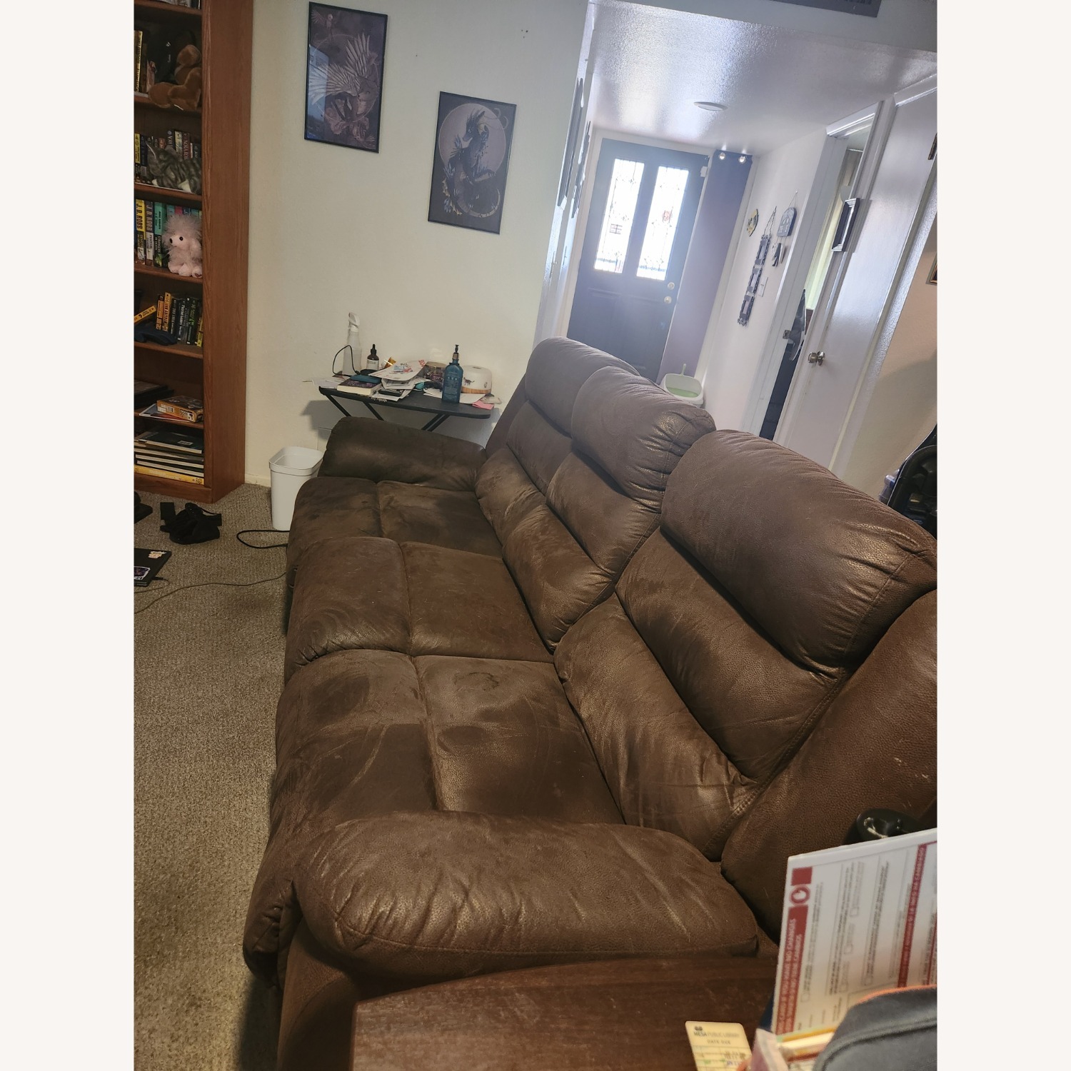Dark Brown Suede 3+ Seater Sofa - image-2