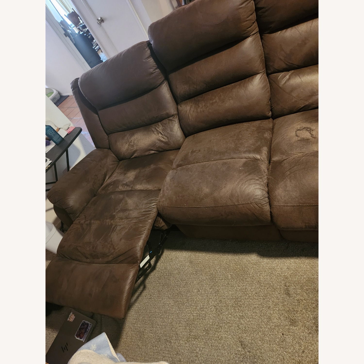 Dark Brown Suede 3+ Seater Sofa - image-4