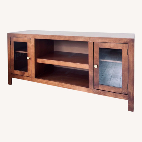 Used Real Wood Media Console Brass Hardware for sale on AptDeco
