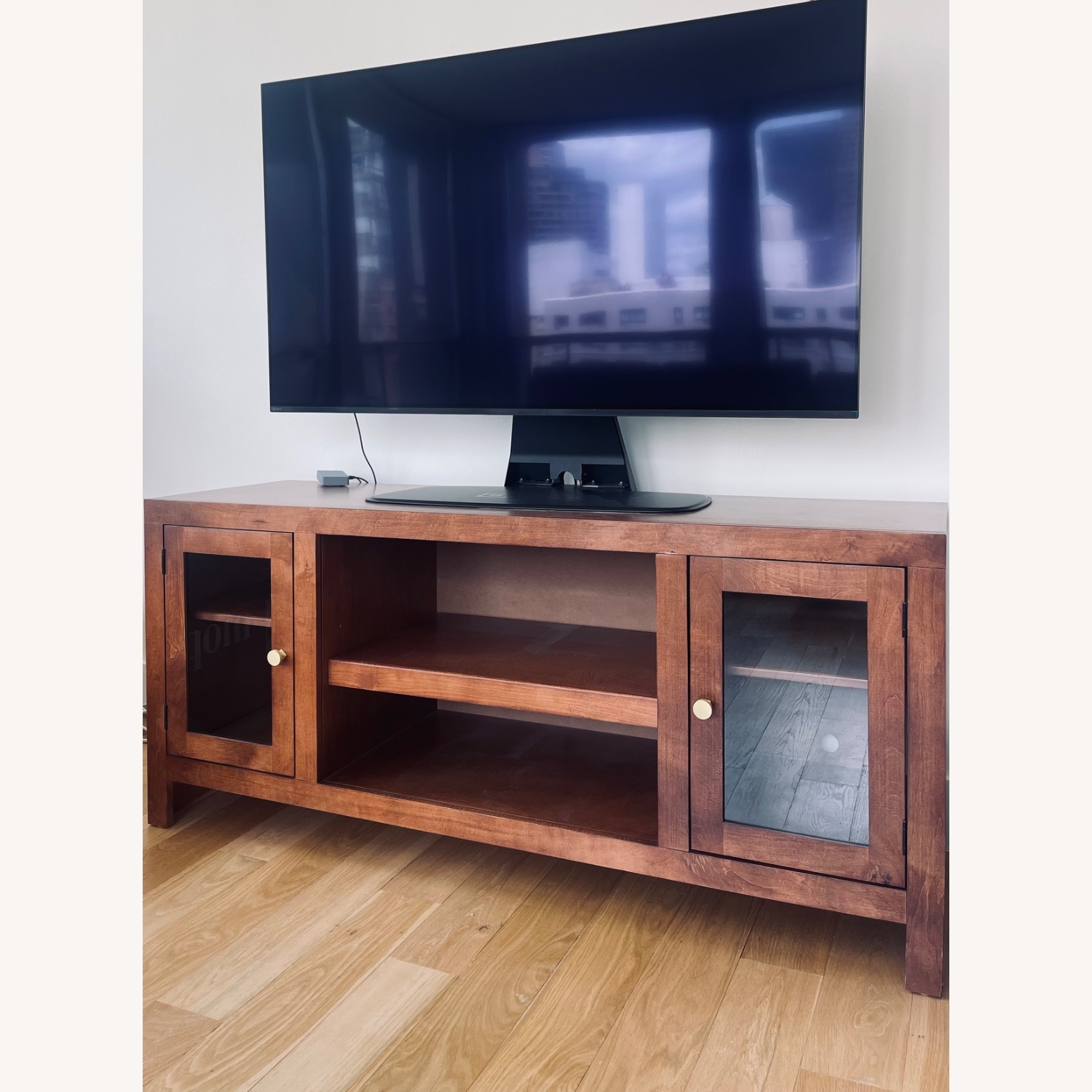 Real Wood Media Console Brass Hardware - image-2