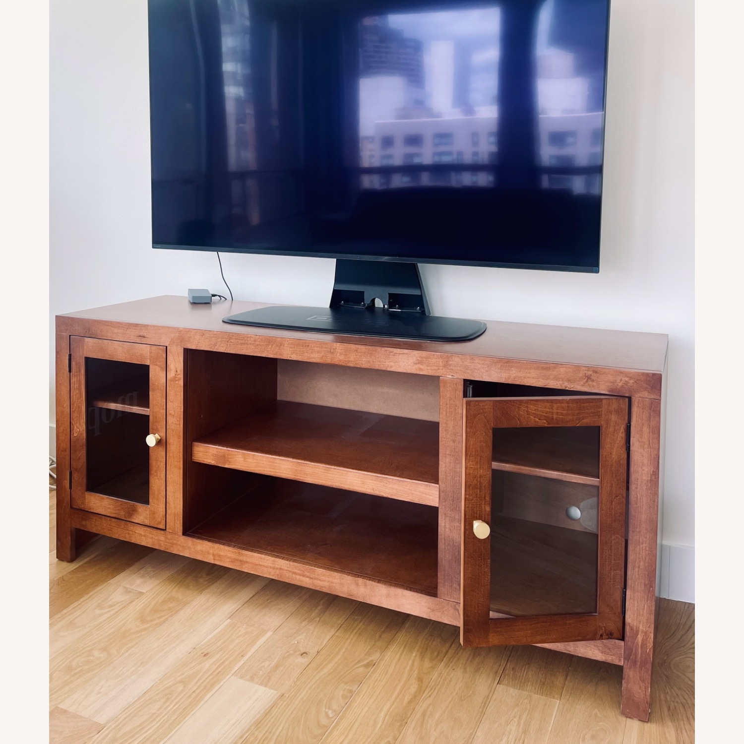Real Wood Media Console Brass Hardware - image-1