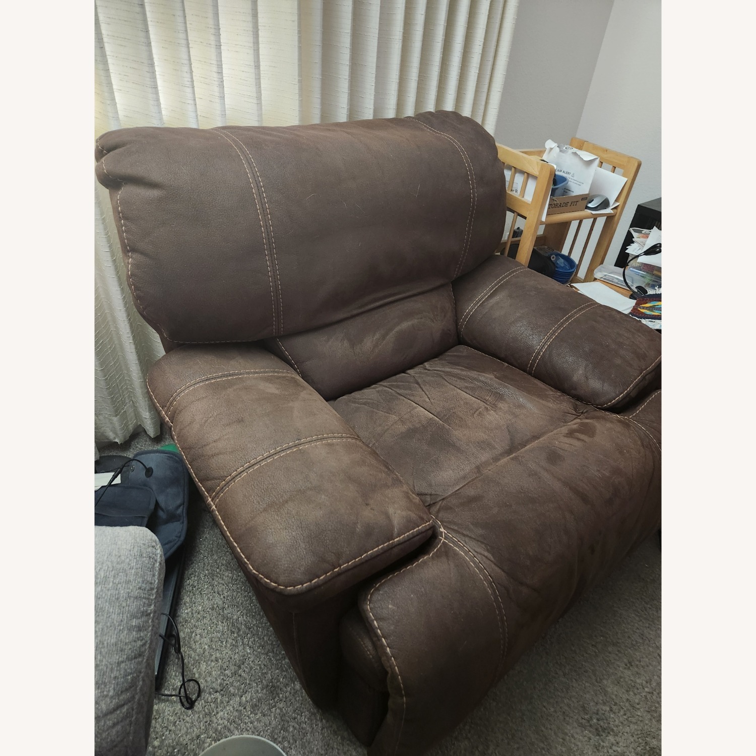 Dark Brown Microsuede Recliner - image-2