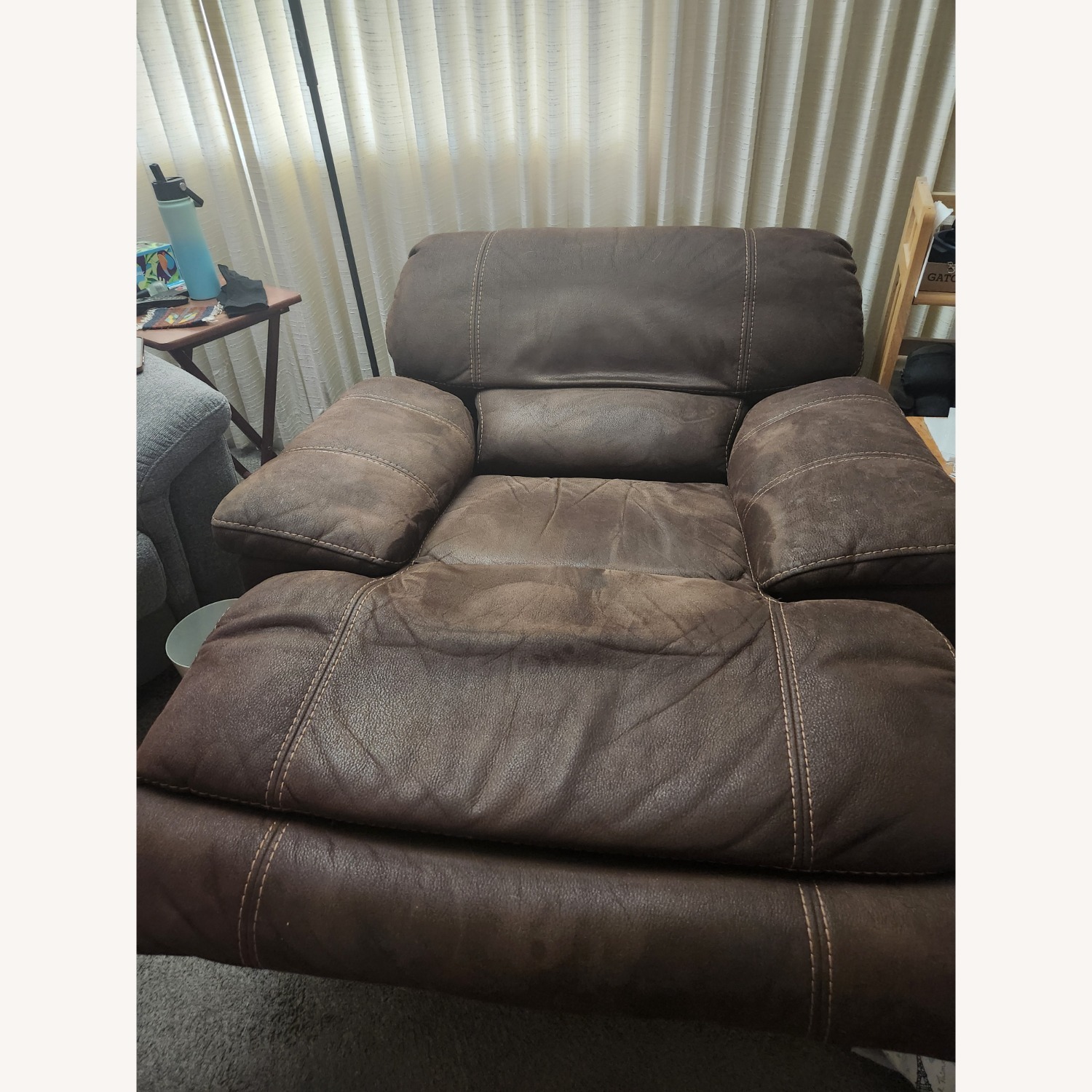 Dark Brown Microsuede Recliner - image-3