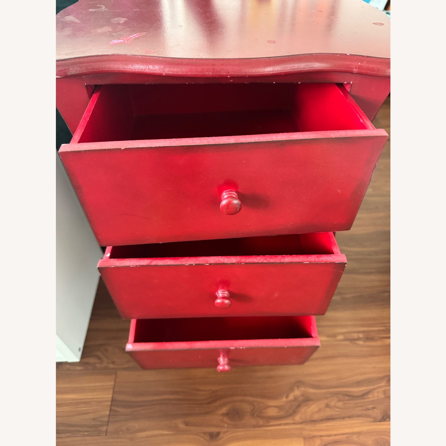 Quirky Red Wood Nightstand - image-2