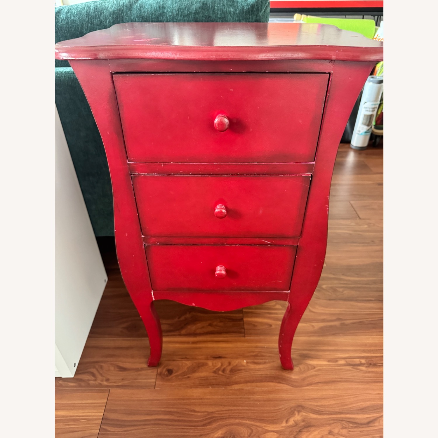Quirky Red Wood Nightstand - image-1