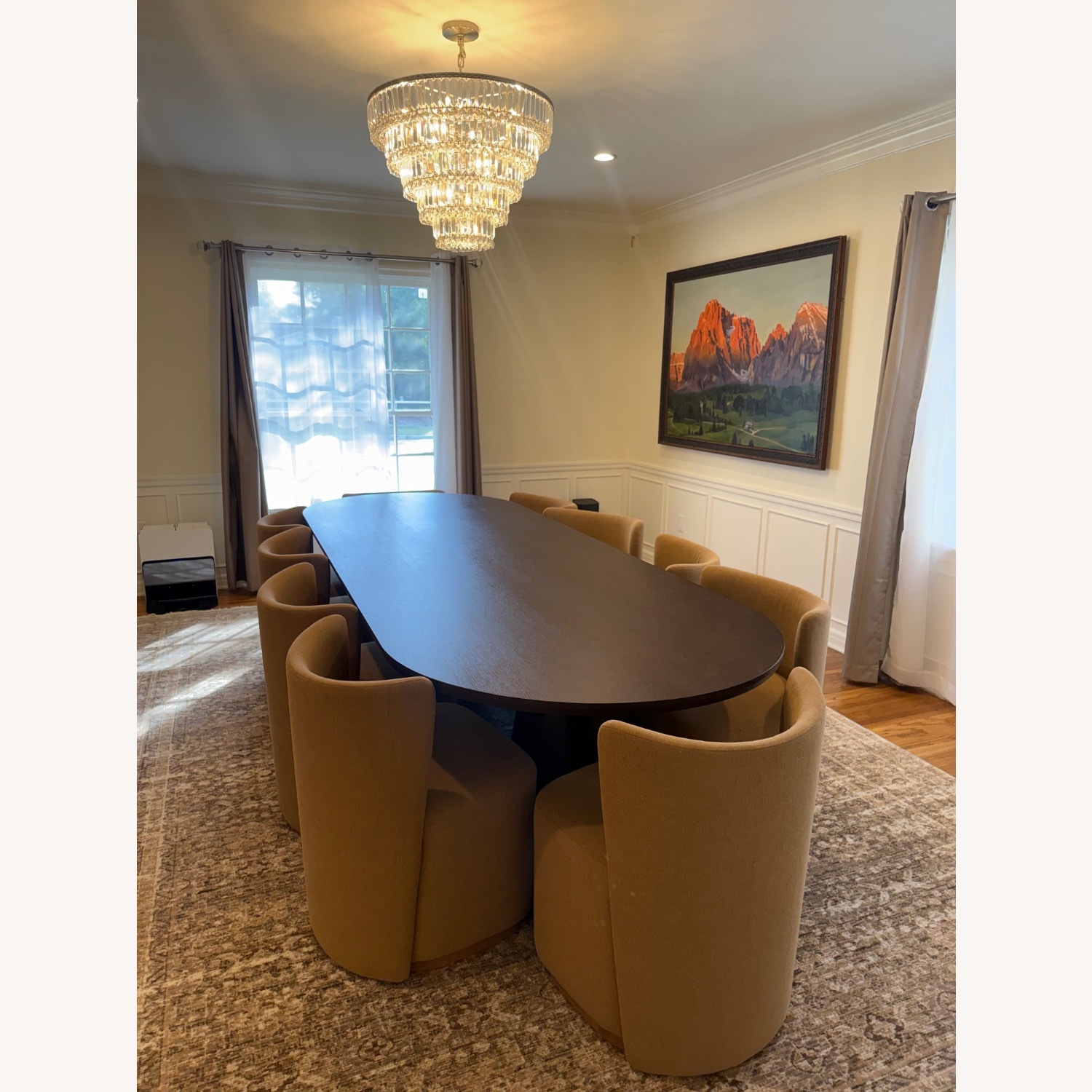 Dark Brown Wood Dining Set - image-1