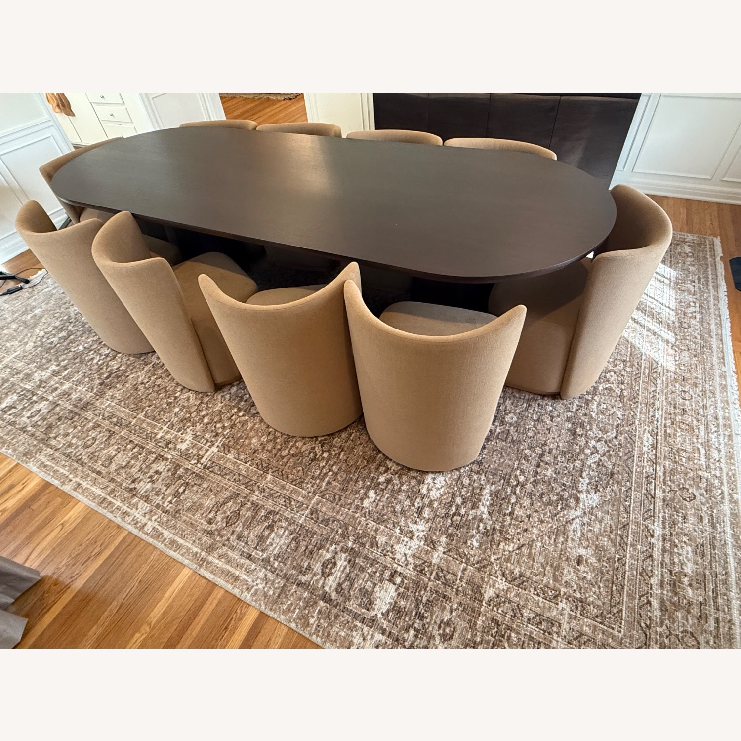 Dark Brown Wood Dining Set - image-4