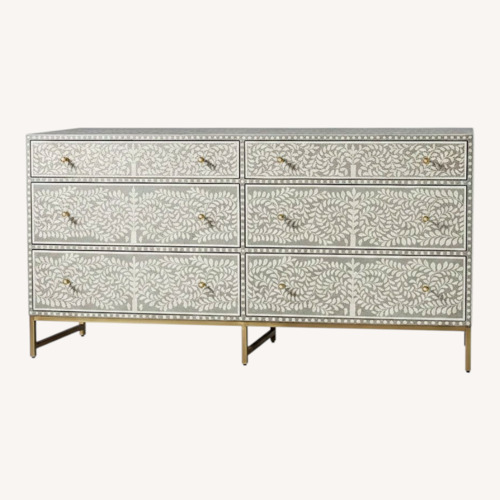 Used Anthropologie Scroll Vine Inlay Six-Drawer Dresser for sale on AptDeco