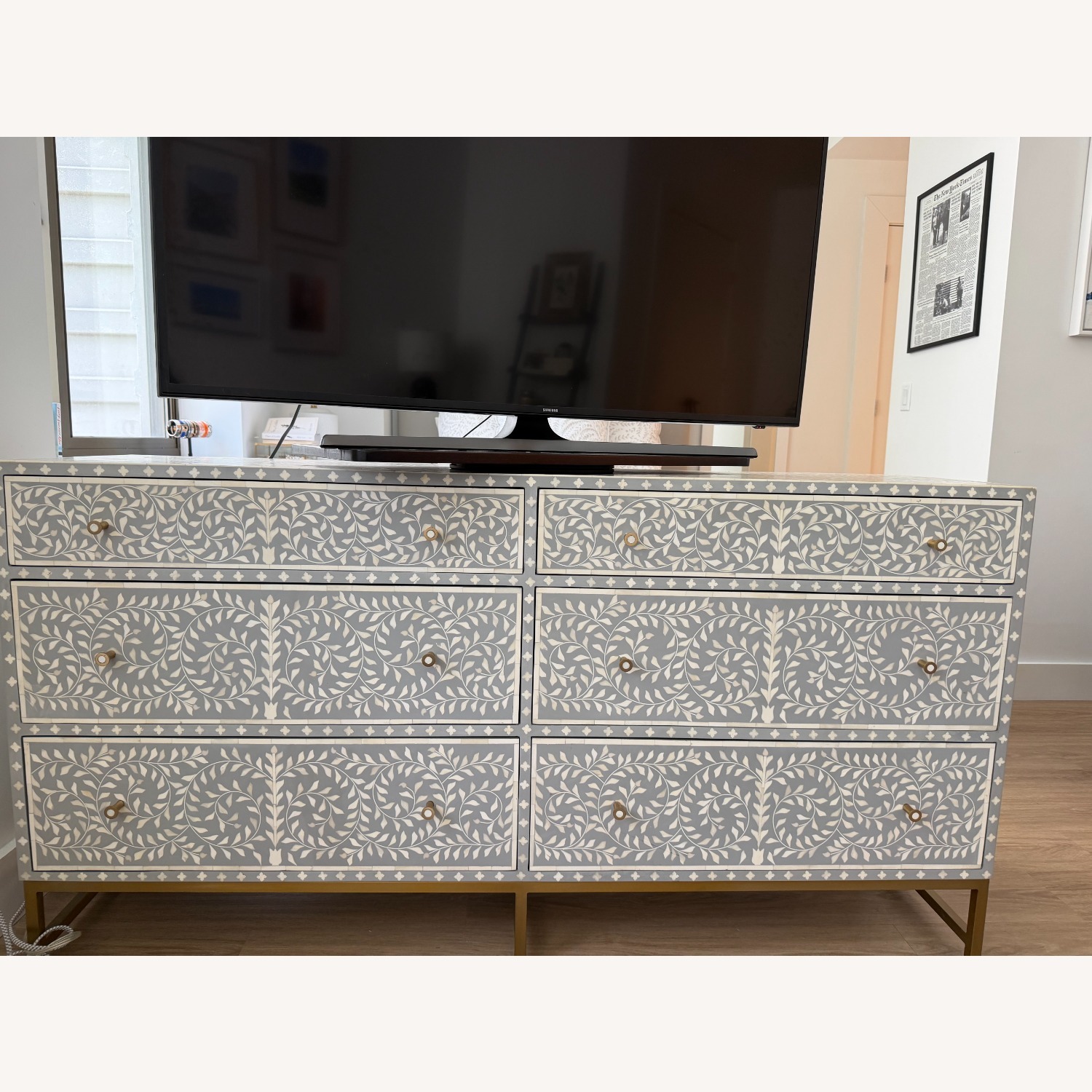 Anthropologie Scroll Vine Inlay Six-Drawer Dresser - image-1