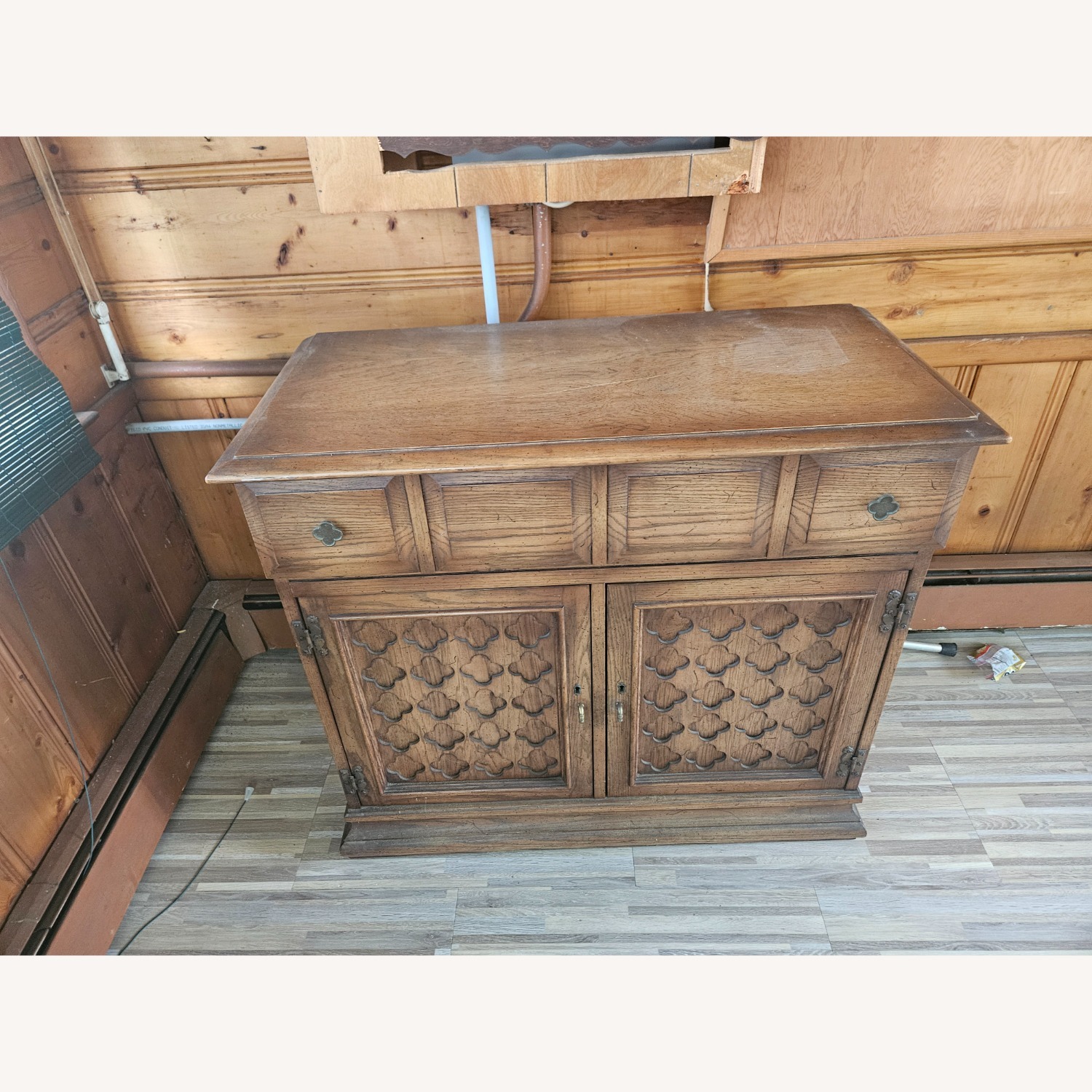 Vintage/Antique Dark Brown Wood Chest - image-1