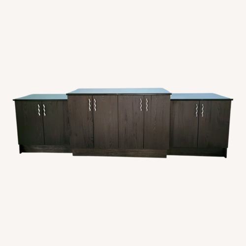 Used Contemporary Black Media Console & Cabinet Set for sale on AptDeco