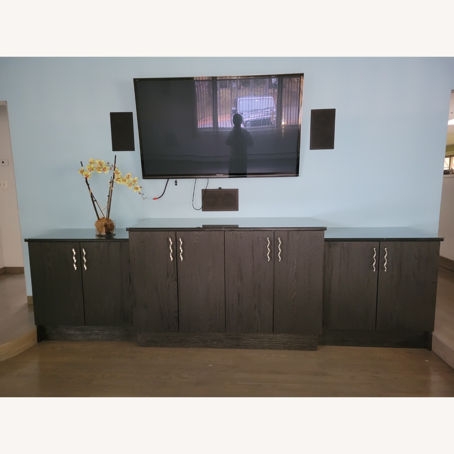 Contemporary Black Media Console & Cabinet Set - image-1