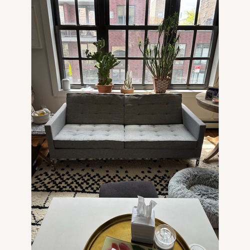 Used Florence Knoll Replica Two Seater Sofa Light Gray for sale on AptDeco