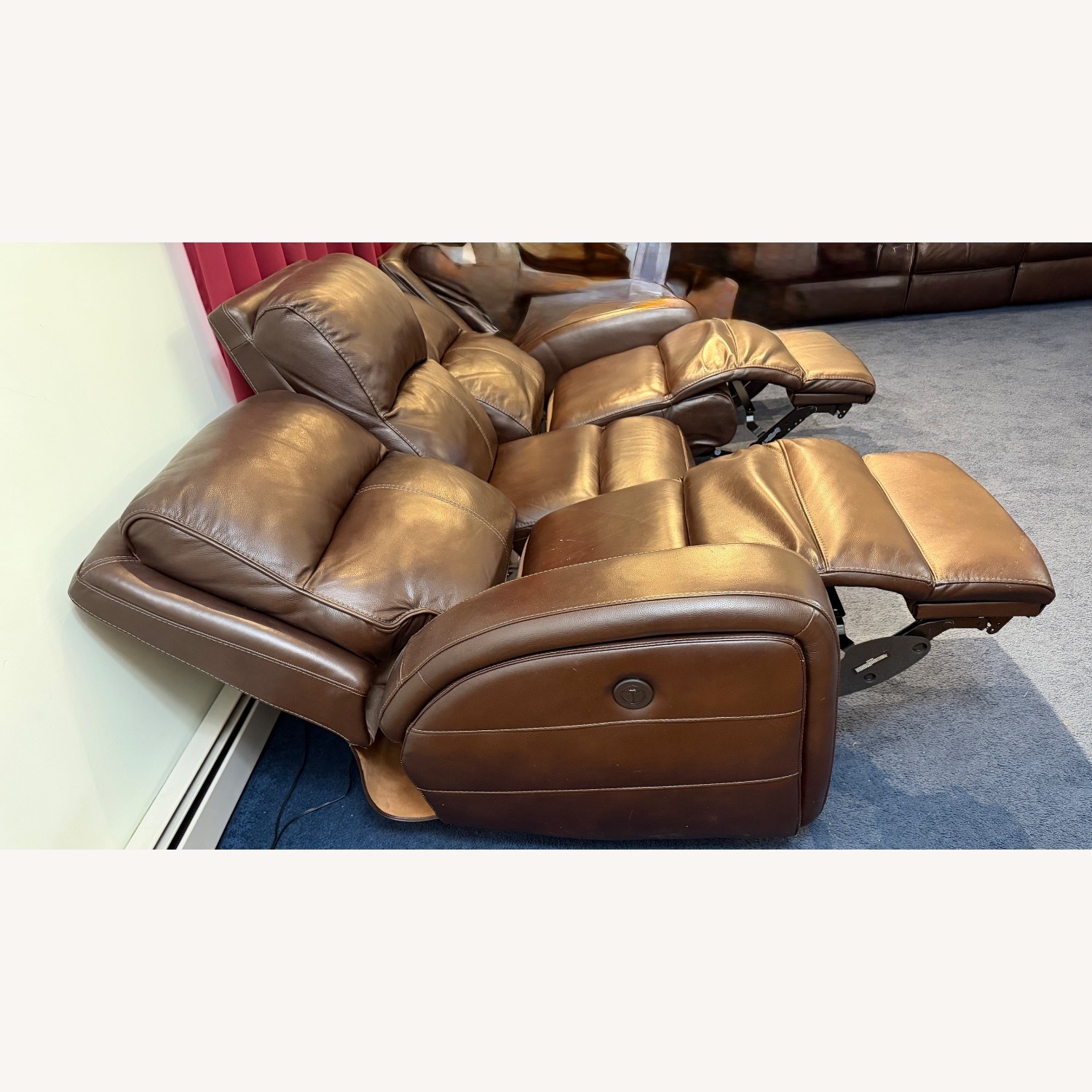 Macy's Dark Brown Leather 3 Seater Sofa - image-5