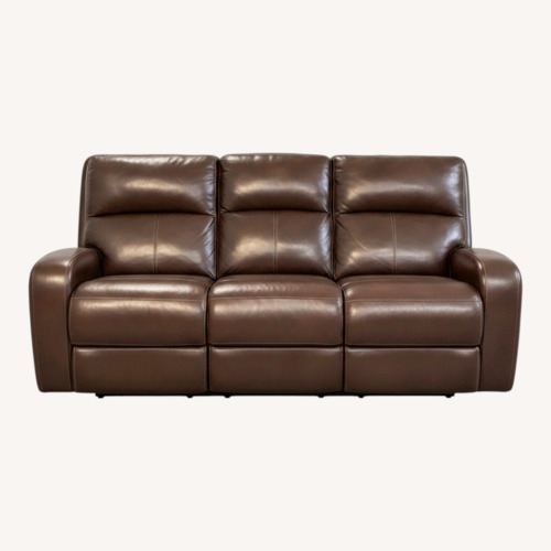 Used Macy's Dark Brown Leather 3 Seater Sofa for sale on AptDeco