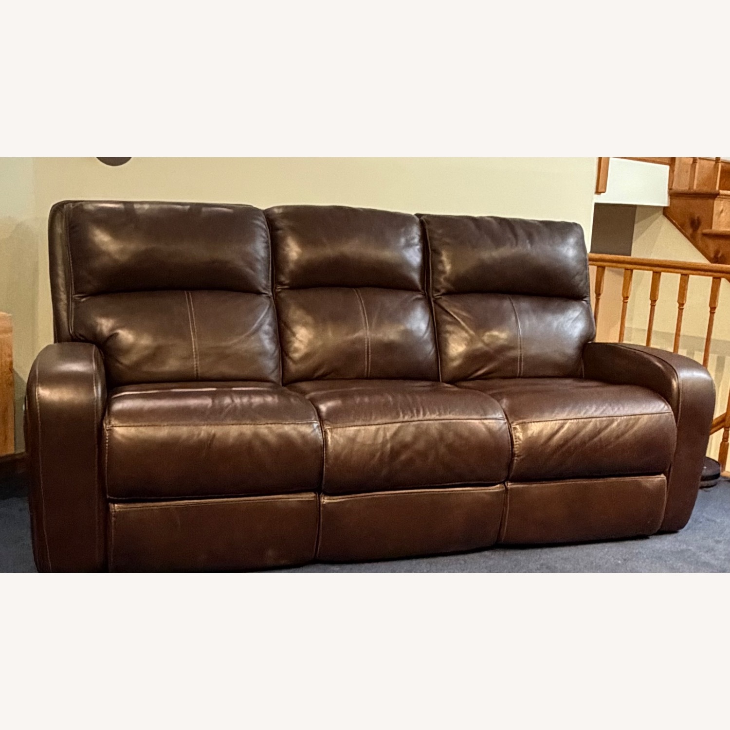 Macy's Dark Brown Leather 3 Seater Sofa - image-1