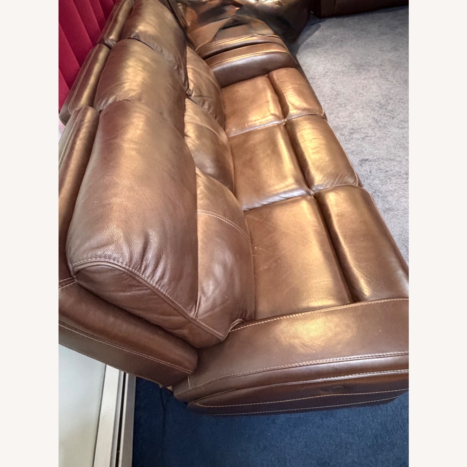 Macy's Dark Brown Leather 3 Seater Sofa - image-2