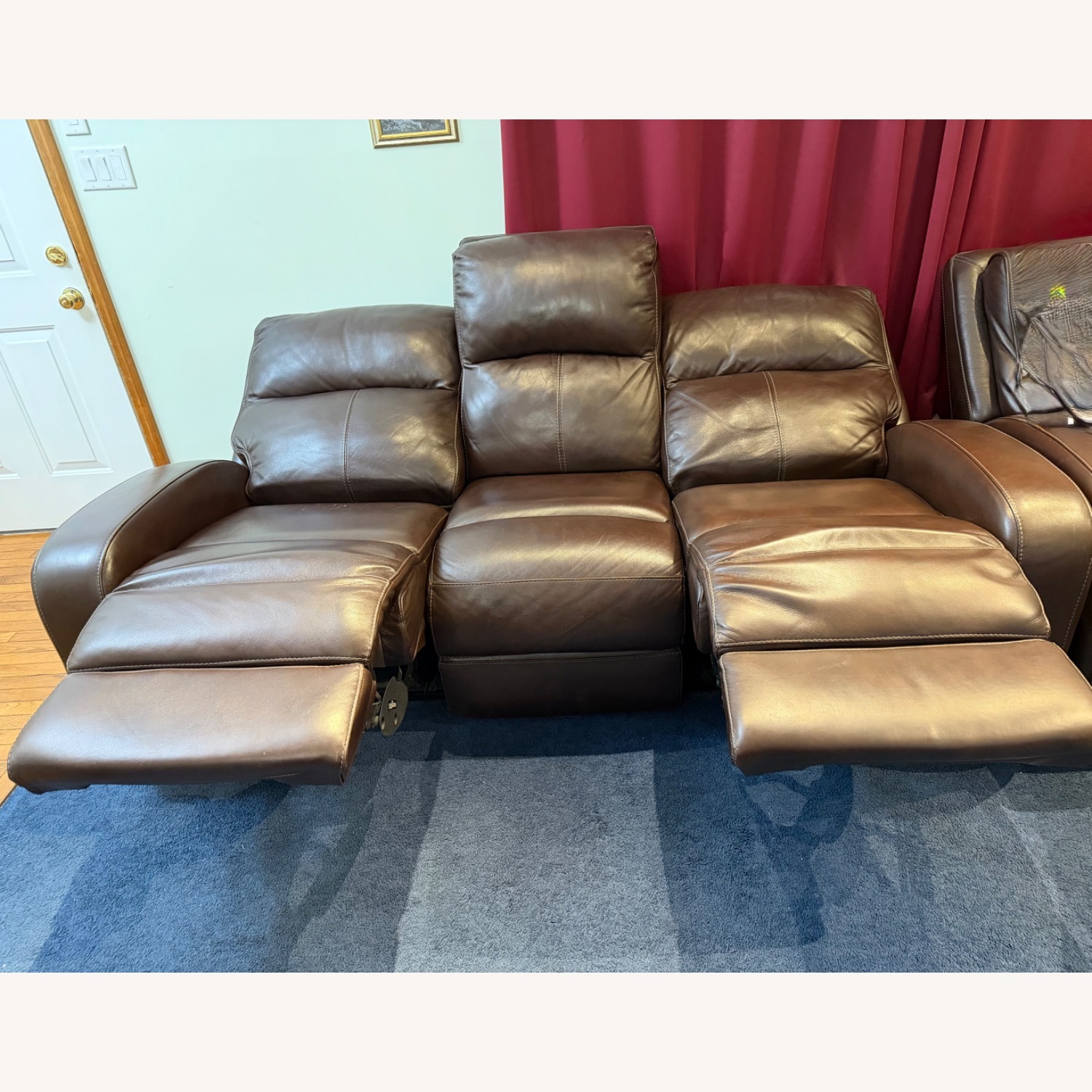 Macy's Dark Brown Leather 3 Seater Sofa - image-4
