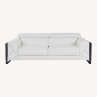 Orren Ellis White Leather Loveseat