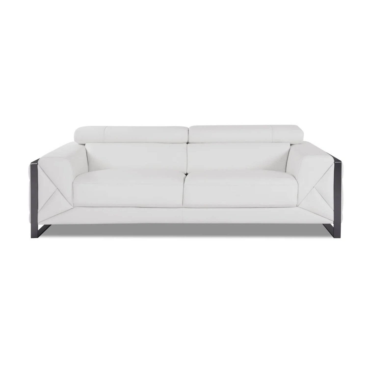 Orren Ellis White Leather Loveseat - image-6