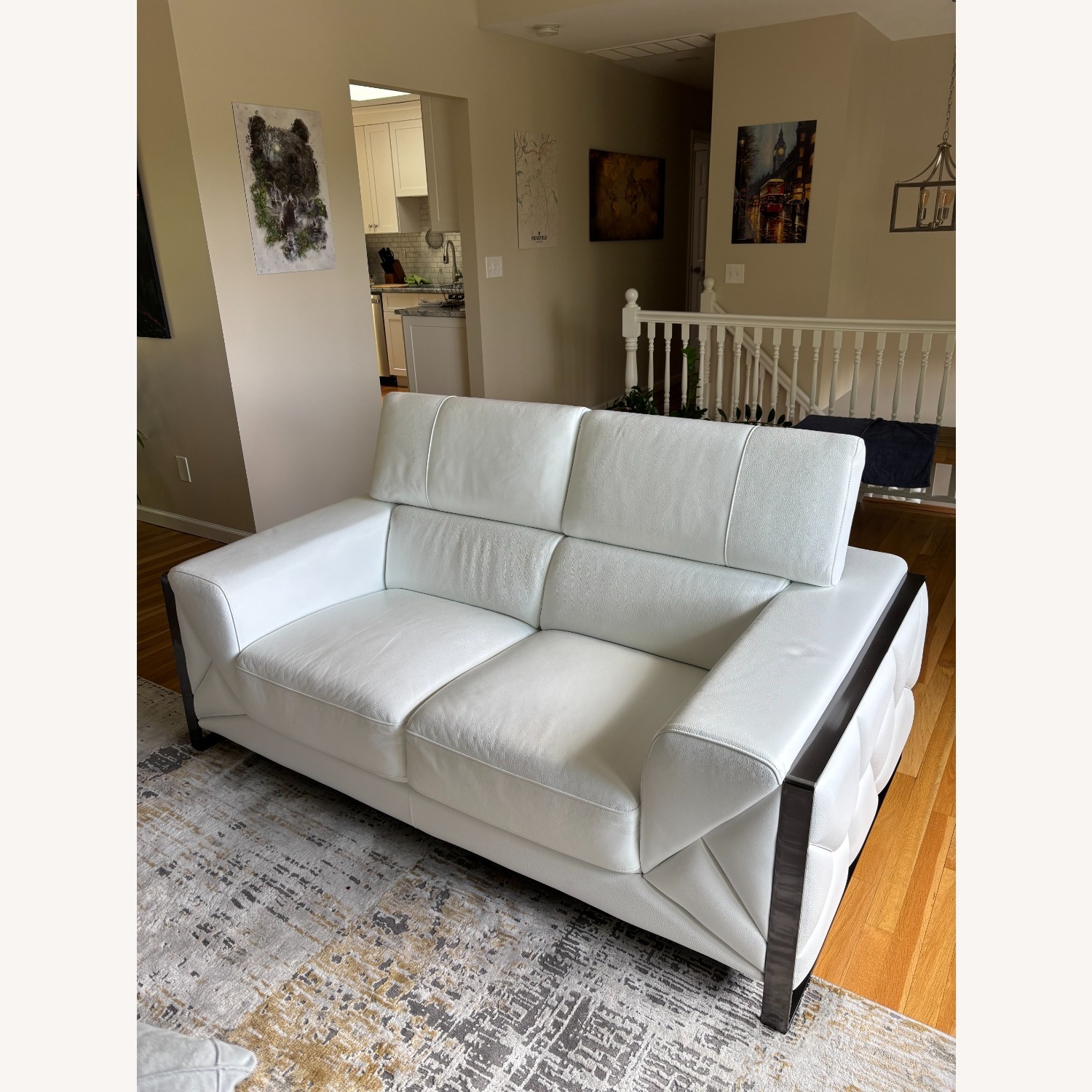 Orren Ellis White Leather Loveseat - image-1