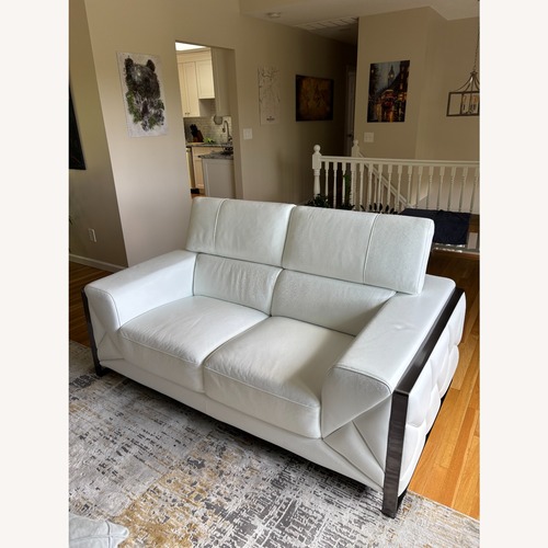 Used Orren Ellis White Leather Loveseat for sale on AptDeco
