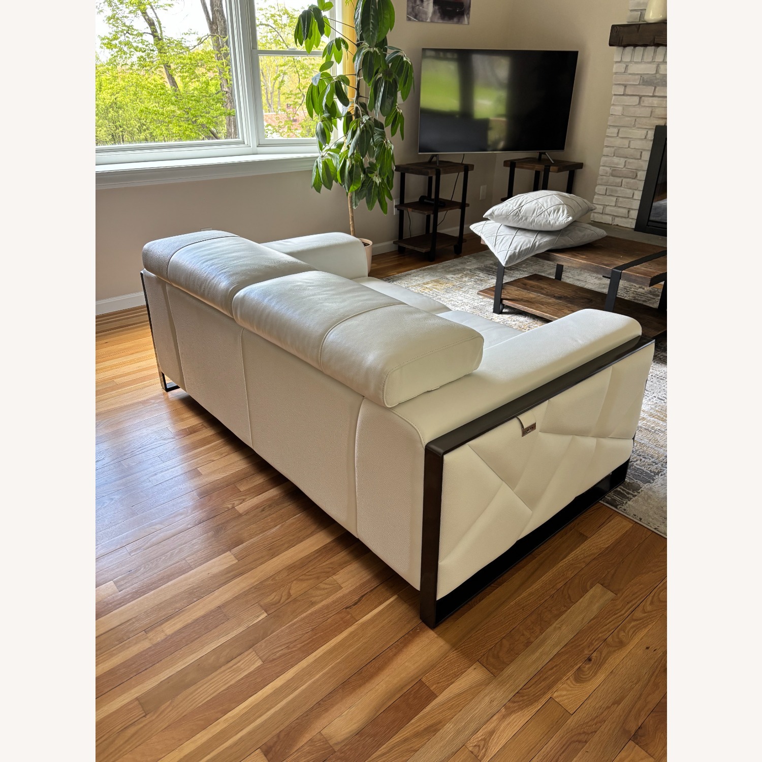 Orren Ellis White Leather Loveseat - image-4