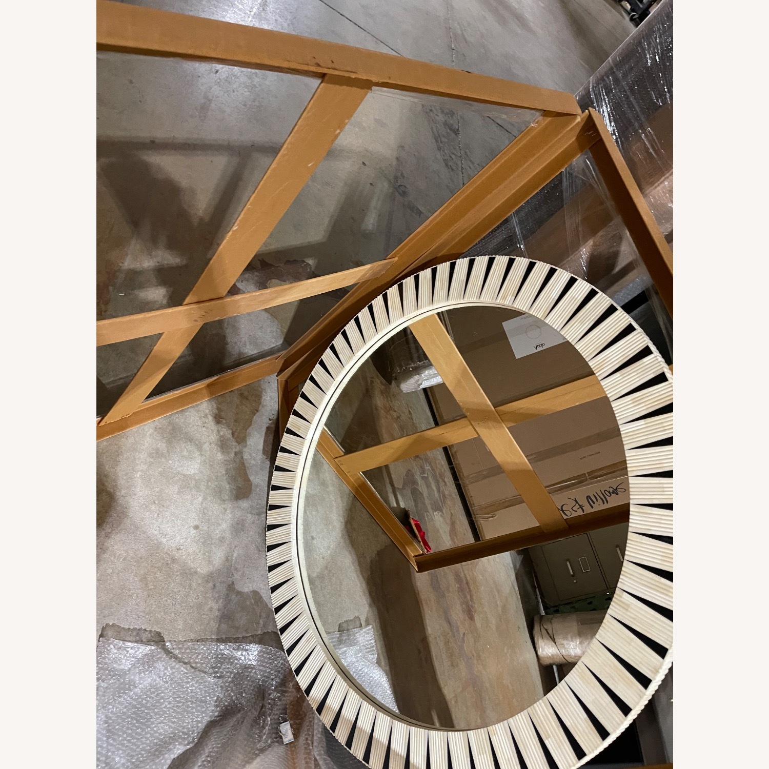 Currey and Company White Glass Wall Mirror - image-2