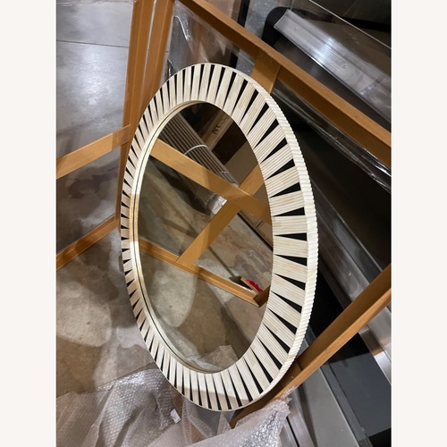 Used Currey and Company White Glass Wall Mirror for sale on AptDeco