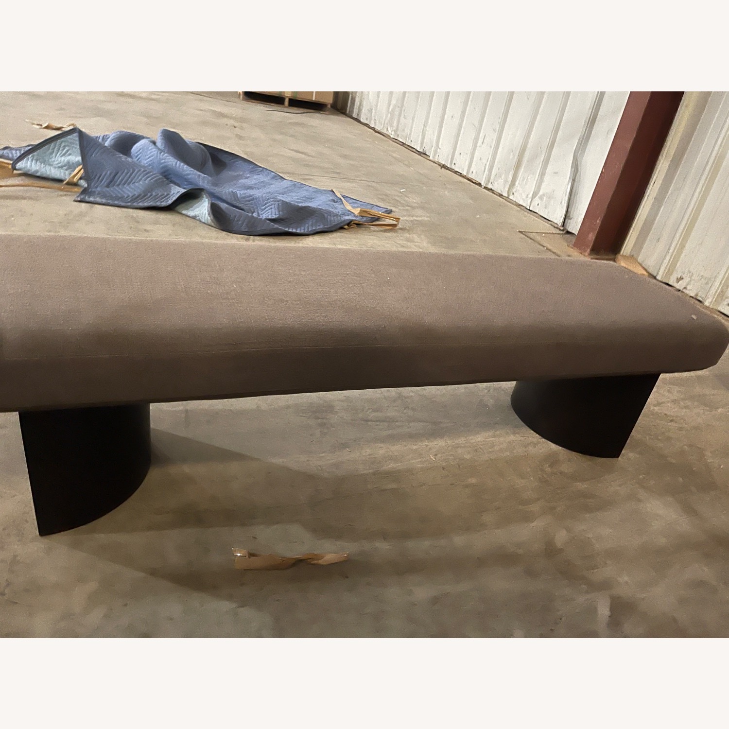 CB2 Light Gray Fabric Bench - image-4