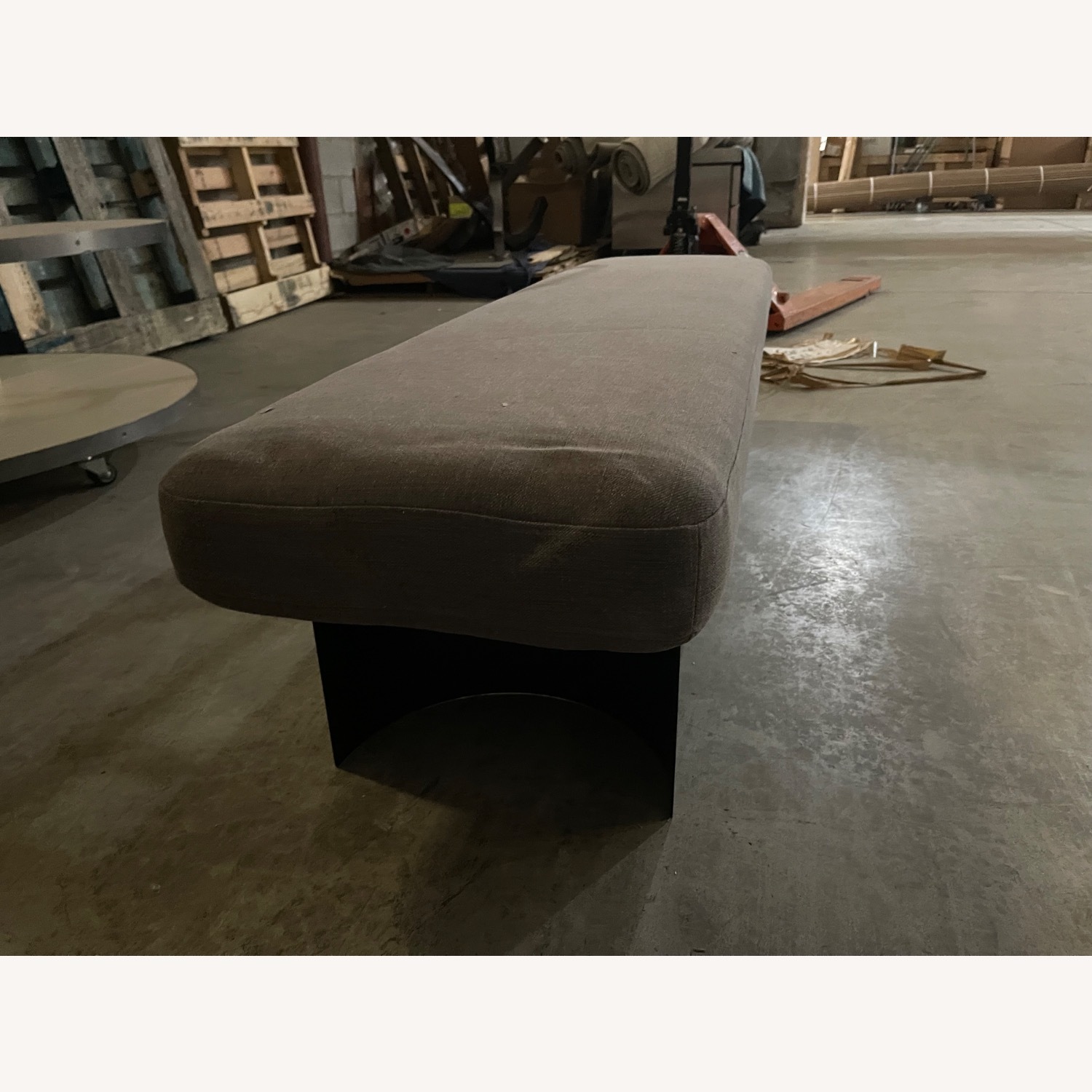 CB2 Light Gray Fabric Bench - image-3