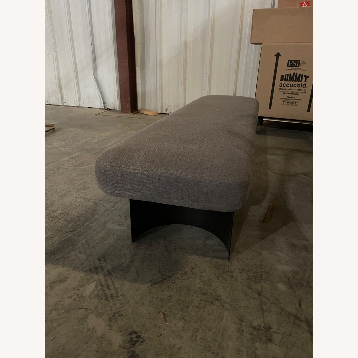 CB2 Light Gray Fabric Bench - image-5