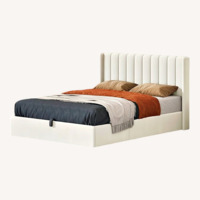 Queen Storage Bed Frame with Wingback Headboard