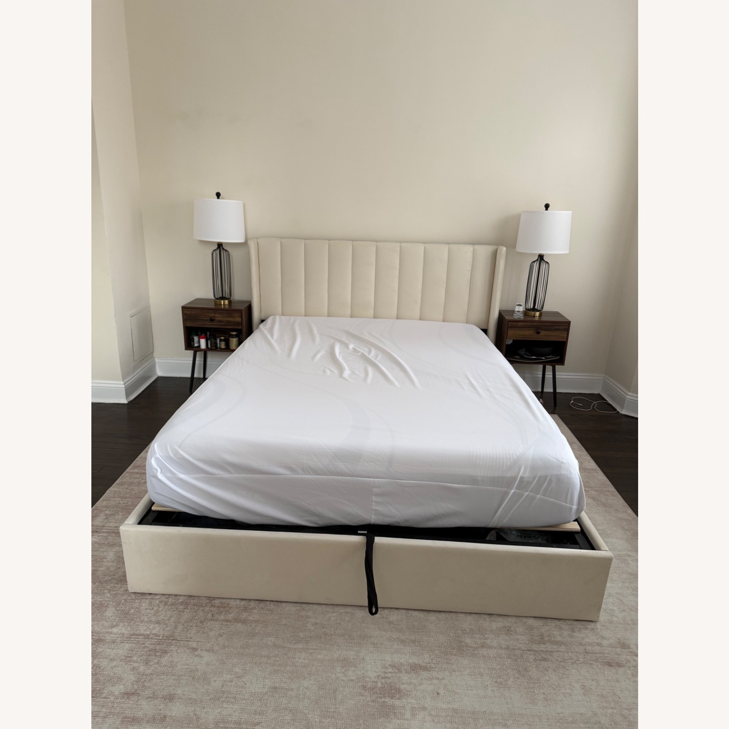 Queen Storage Bed Frame with Wingback Headboard - image-2