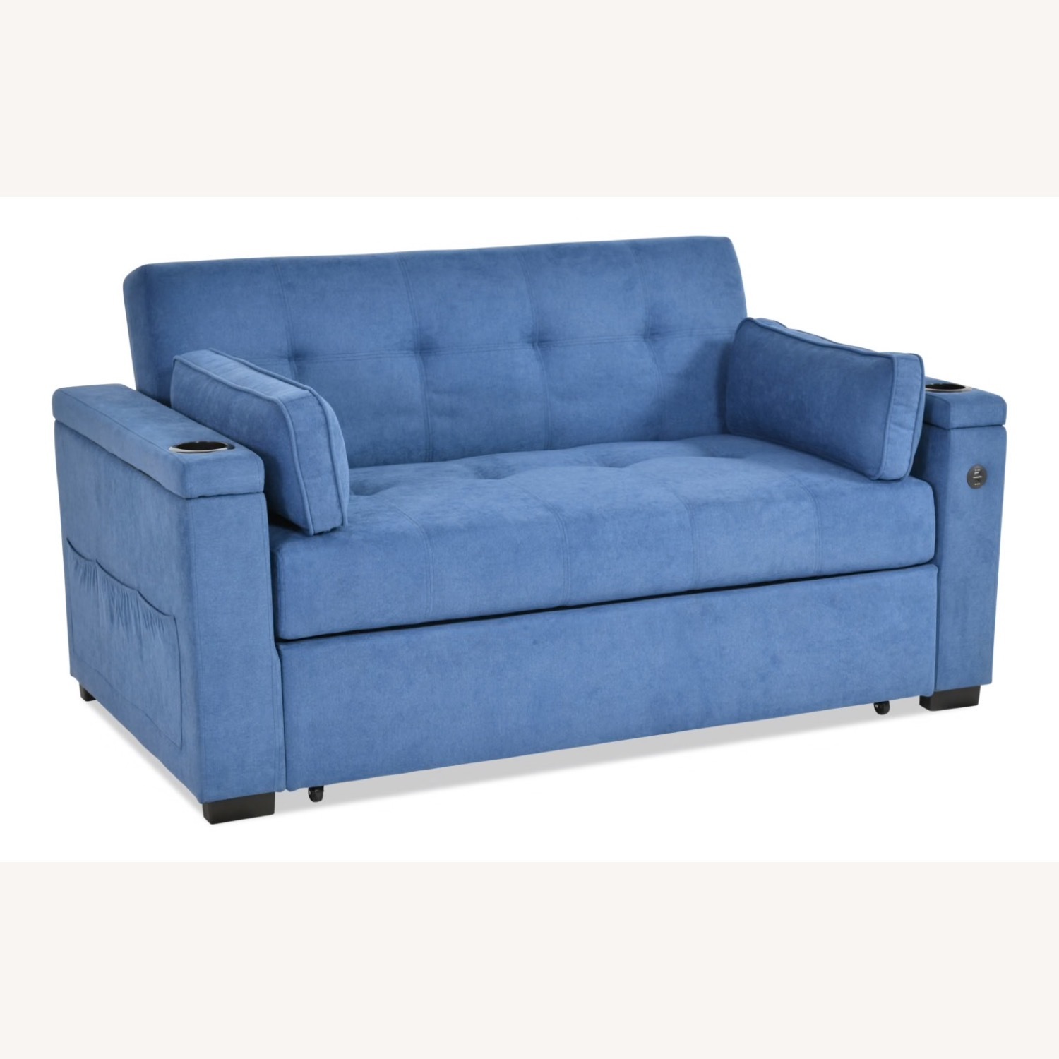 Bob's Discount Furniture Blue Loveseat Sleeper Sofa - image-5