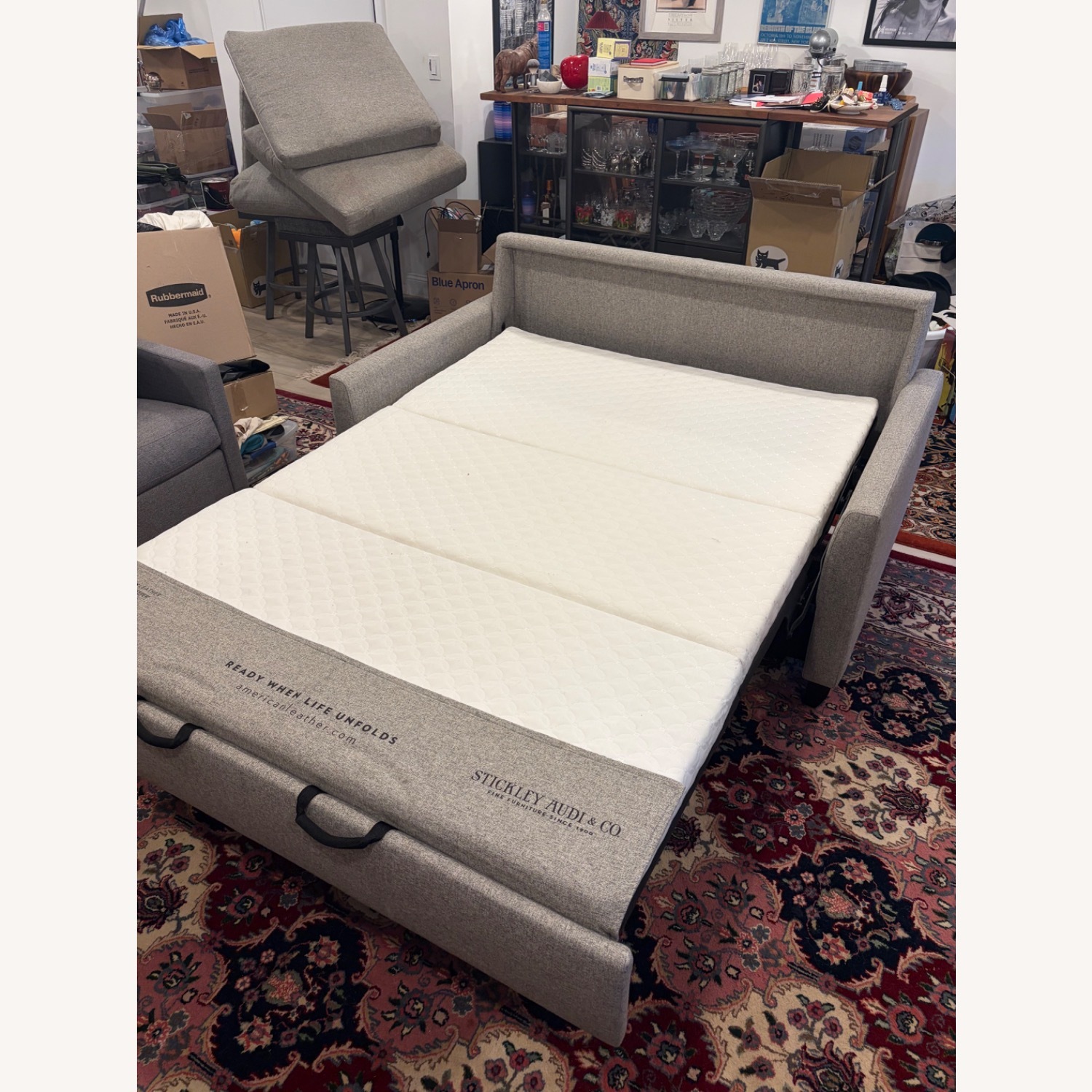 American Leather Bentley Gray Fabric Sleeper Sofa - image-5