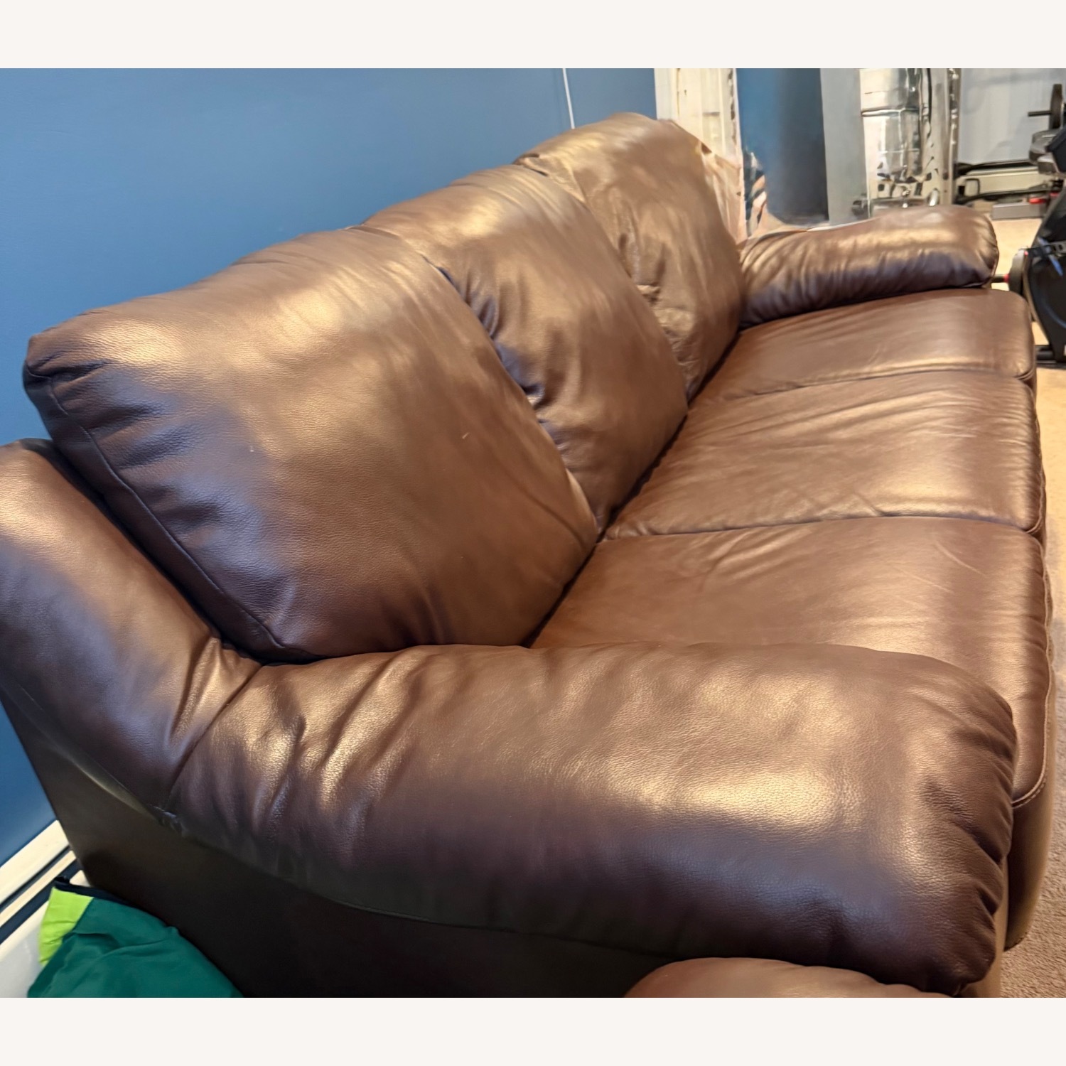 Macy's Dark Brown Leather Sleeper Sofa - image-2
